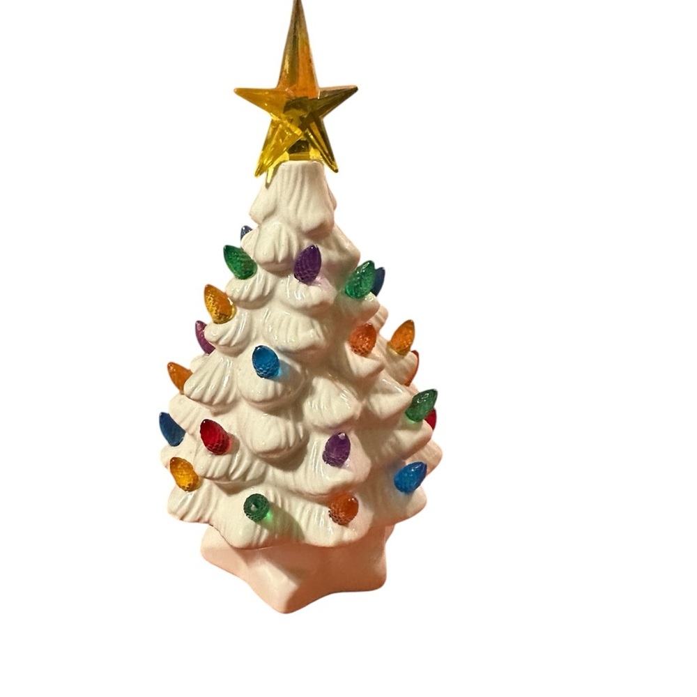 Target White Ceramic Christmas Tree with Multicolored Lights and Star Topper